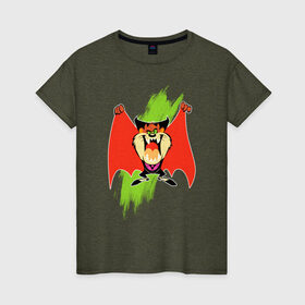 Женская футболка хлопок с принтом Таз в Курске, 100% хлопок | прямой крой, круглый вырез горловины, длина до линии бедер, слегка спущенное плечо | looney tunes | tasmanian devil | taz | vdzabma | луни тюнз | таз | тасманский дьявол