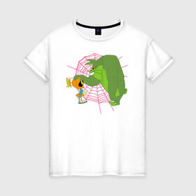 Женская футболка хлопок с принтом Зомби Даффи в Курске, 100% хлопок | прямой крой, круглый вырез горловины, длина до линии бедер, слегка спущенное плечо | daffy duck | looney tunes | vdzabma | даффи дак | луни тюнз