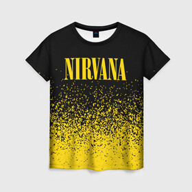 Женская футболка 3D с принтом NIRVANA / НИРВАНА в Курске, 100% полиэфир ( синтетическое хлопкоподобное полотно) | прямой крой, круглый вырез горловины, длина до линии бедер | band | cobain | face | kurt | logo | music | nirvana | rock | rocknroll | группа | кобейн | курт | лого | логотип | музыка | музыкальная | нирвана | рожица | рок | рокнролл | символ