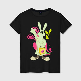 Женская футболка хлопок с принтом Багз Хэллоуин в Курске, 100% хлопок | прямой крой, круглый вырез горловины, длина до линии бедер, слегка спущенное плечо | bugs bunny | looney tunes | vdzabma | багз банни | луни тюнз
