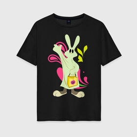 Женская футболка хлопок Oversize с принтом Багз Хэллоуин в Курске, 100% хлопок | свободный крой, круглый ворот, спущенный рукав, длина до линии бедер
 | bugs bunny | looney tunes | vdzabma | багз банни | луни тюнз