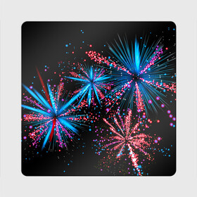 Магнит виниловый Квадрат с принтом Праздничный фейерверк в Курске, полимерный материал с магнитным слоем | размер 9*9 см, закругленные углы | happy | new year | блестящие | взрыв | день рождения | звезды | искры | лучи | неоновые | новогодние | новый год | ночные | ночь | огни | подарок | праздник | радость | рождество | салют | свадьба | свет