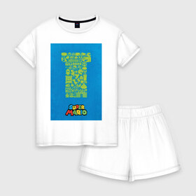 Женская пижама с шортиками хлопок с принтом Труба Марио в Курске, 100% хлопок | футболка прямого кроя, шорты свободные с широкой мягкой резинкой | 8 бит | dandy | mario | водопроводчик | денди | игры | игры на денди | марио