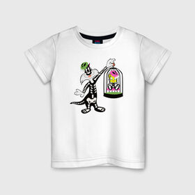 Детская футболка хлопок с принтом Сильвестр и Твити в Курске, 100% хлопок | круглый вырез горловины, полуприлегающий силуэт, длина до линии бедер | looney tunes | sylvester | tweety | vdzabma | луни тюнз | сильвестр | твити