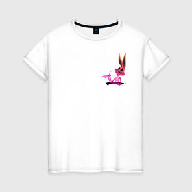 Женская футболка хлопок с принтом Багз Хэллоуин в Курске, 100% хлопок | прямой крой, круглый вырез горловины, длина до линии бедер, слегка спущенное плечо | bugs bunny | looney tunes | vdzabma | багз банни | луни тюнз