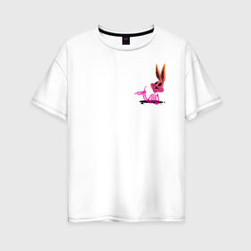 Женская футболка хлопок Oversize с принтом Багз Хэллоуин в Курске, 100% хлопок | свободный крой, круглый ворот, спущенный рукав, длина до линии бедер
 | Тематика изображения на принте: bugs bunny | looney tunes | vdzabma | багз банни | луни тюнз