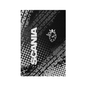 Обложка для паспорта матовая кожа с принтом Scania в Курске, натуральная матовая кожа | размер 19,3 х 13,7 см; прозрачные пластиковые крепления | king of road | king of the road | saab | saab logo | scania | scania king | scania logo | грузовик | дальнобойщик | сааб | сканиа | скания | скания значок | скания лого | скания логотип | скания символ | шофер