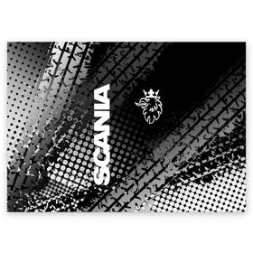 Поздравительная открытка с принтом Scania в Курске, 100% бумага | плотность бумаги 280 г/м2, матовая, на обратной стороне линовка и место для марки
 | Тематика изображения на принте: king of road | king of the road | saab | saab logo | scania | scania king | scania logo | грузовик | дальнобойщик | сааб | сканиа | скания | скания значок | скания лого | скания логотип | скания символ | шофер