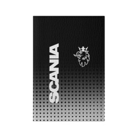 Обложка для паспорта матовая кожа с принтом Scania в Курске, натуральная матовая кожа | размер 19,3 х 13,7 см; прозрачные пластиковые крепления | king of road | king of the road | saab | saab logo | scania | scania king | scania logo | грузовик | дальнобойщик | сааб | сканиа | скания | скания значок | скания лого | скания логотип | скания символ | шофер
