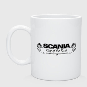Кружка керамическая с принтом Scania - King of the Road в Курске, керамика | объем — 330 мл, диаметр — 80 мм. Принт наносится на бока кружки, можно сделать два разных изображения | king of road | king of the road | saab | saab logo | scania | scania king | scania logo | грузовик | дальнобойщик | сааб | сканиа | скания | скания значок | скания лого | скания логотип | скания символ | шофер