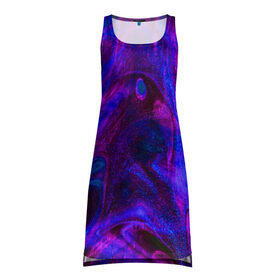 Платье-майка 3D с принтом Space в Курске, 100% полиэстер | полуприлегающий силуэт, широкие бретели, круглый вырез горловины, удлиненный подол сзади. | abstraction | glitter | paint | stains | абстракция | блестки | краска | разводы | розовый | синий