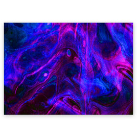 Поздравительная открытка с принтом Space в Курске, 100% бумага | плотность бумаги 280 г/м2, матовая, на обратной стороне линовка и место для марки
 | abstraction | glitter | paint | stains | абстракция | блестки | краска | разводы | розовый | синий