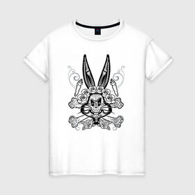 Женская футболка хлопок с принтом Bugs Bunny в Курске, 100% хлопок | прямой крой, круглый вырез горловины, длина до линии бедер, слегка спущенное плечо | bugs bunny | looney tunes | vdzabma | багз банни | луни тюнз