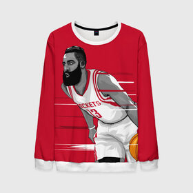 Мужской свитшот 3D с принтом James Harden Houston Rockets в Курске, 100% полиэстер с мягким внутренним слоем | круглый вырез горловины, мягкая резинка на манжетах и поясе, свободная посадка по фигуре | 