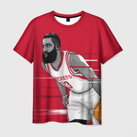 Мужская футболка 3D с принтом James Harden Houston Rockets в Курске, 100% полиэфир | прямой крой, круглый вырез горловины, длина до линии бедер | Тематика изображения на принте: 