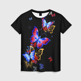 Женская футболка 3D с принтом Поцелуй бабочек в Курске, 100% полиэфир ( синтетическое хлопкоподобное полотно) | прямой крой, круглый вырез горловины, длина до линии бедер | angel | butterfly | fairy | neon | night | wings | ангел | бабочка | бабочки | девушке | животные | красочные | крылья | летающие | магия | махаон | мотыльки | насекомые | неоновые | ночные | ночь | подарок | природа