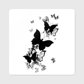 Магнит виниловый Квадрат с принтом Черные бабочки на белом в Курске, полимерный материал с магнитным слоем | размер 9*9 см, закругленные углы | Тематика изображения на принте: angel | black and white | butterfly | fairy | fashion girl | wings | ангел | бабочка | девушке | животные | крылья | летающие | магия | махаон | мотылек | мотыльки | насекомые | нежные | подарок | природа | сказочные | татуировки