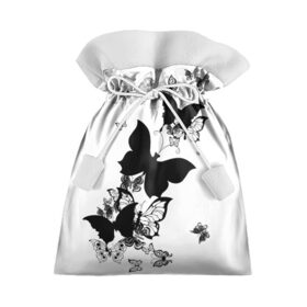 Подарочный 3D мешок с принтом Черные бабочки на белом в Курске, 100% полиэстер | Размер: 29*39 см | angel | black and white | butterfly | fairy | fashion girl | wings | ангел | бабочка | девушке | животные | крылья | летающие | магия | махаон | мотылек | мотыльки | насекомые | нежные | подарок | природа | сказочные | татуировки