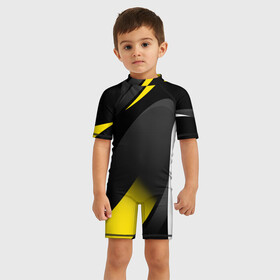 Детский купальный костюм 3D с принтом SPORT WEAR YELLOW в Курске, Полиэстер 85%, Спандекс 15% | застежка на молнии на спине | abstraction | geometry | neon | sport | sport wear | texture | абстракция | брызги | геометрия | краски | красный | линии | неон | неоновый | полосы | соты | спорт | спортивная одежда | спортивная форма | текстура | фигуры