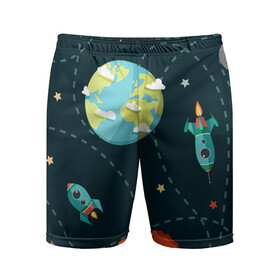 Мужские шорты спортивные с принтом Космический перелёт в Курске,  |  | арт | звезда | звёзды | земля | космос | марс | перелёт | планета | планеты | полёт | ракета | ракеты | рисунок | сатурн | юпитер