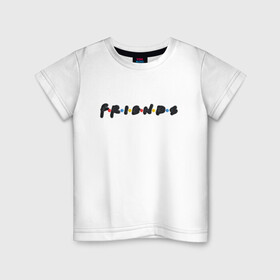 Детская футболка хлопок с принтом Logo Friends (мех) в Курске, 100% хлопок | круглый вырез горловины, полуприлегающий силуэт, длина до линии бедер | друзья | мех | сериал друзья | фильм друзья