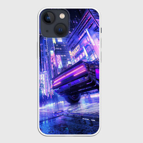 Чехол для iPhone 13 mini с принтом Cyberpunk city в Курске,  |  | art | city | cyber | cyberpunk | japan | lights | lines | neon | punk | арт | город | кибер | киберпанк | япония
