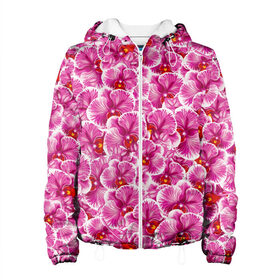 Женская куртка 3D с принтом Розовые орхидеи в Курске, ткань верха — 100% полиэстер, подклад — флис | прямой крой, подол и капюшон оформлены резинкой с фиксаторами, два кармана без застежек по бокам, один большой потайной карман на груди. Карман на груди застегивается на липучку | Тематика изображения на принте: fashion flowers | pink | tropical | азия | бабочки | бразилия | букет | бутоны | джунгли | лепестки | лето | любимая | марта | нежные | орхидея | подарок | природа | растения | тропики | тропические | узор | цветение