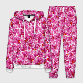 Мужской костюм 3D с принтом Розовые орхидеи в Курске, 100% полиэстер | Манжеты и пояс оформлены тканевой резинкой, двухслойный капюшон со шнурком для регулировки, карманы спереди | fashion flowers | pink | tropical | азия | бабочки | бразилия | букет | бутоны | джунгли | лепестки | лето | любимая | марта | нежные | орхидея | подарок | природа | растения | тропики | тропические | узор | цветение
