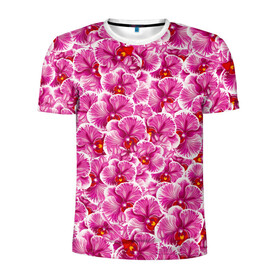 Мужская футболка 3D спортивная с принтом Розовые орхидеи в Курске, 100% полиэстер с улучшенными характеристиками | приталенный силуэт, круглая горловина, широкие плечи, сужается к линии бедра | fashion flowers | pink | tropical | азия | бабочки | бразилия | букет | бутоны | джунгли | лепестки | лето | любимая | марта | нежные | орхидея | подарок | природа | растения | тропики | тропические | узор | цветение