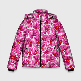 Зимняя куртка для мальчиков 3D с принтом Розовые орхидеи в Курске, ткань верха — 100% полиэстер; подклад — 100% полиэстер, утеплитель — 100% полиэстер | длина ниже бедра, удлиненная спинка, воротник стойка и отстегивающийся капюшон. Есть боковые карманы с листочкой на кнопках, утяжки по низу изделия и внутренний карман на молнии. 

Предусмотрены светоотражающий принт на спинке, радужный светоотражающий элемент на пуллере молнии и на резинке для утяжки | fashion flowers | pink | tropical | азия | бабочки | бразилия | букет | бутоны | джунгли | лепестки | лето | любимая | марта | нежные | орхидея | подарок | природа | растения | тропики | тропические | узор | цветение