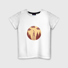 Детская футболка хлопок с принтом Siren Head в Курске, 100% хлопок | круглый вырез горловины, полуприлегающий силуэт, длина до линии бедер | Тематика изображения на принте: siren head | игра | лес | монстр | персонаж | сирена | сиреноголовый | чудовище