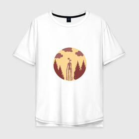 Мужская футболка хлопок Oversize с принтом Siren Head в Курске, 100% хлопок | свободный крой, круглый ворот, “спинка” длиннее передней части | siren head | игра | лес | монстр | персонаж | сирена | сиреноголовый | чудовище