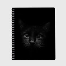 Тетрадь с принтом черный кот в Курске, 100% бумага | 48 листов, плотность листов — 60 г/м2, плотность картонной обложки — 250 г/м2. Листы скреплены сбоку удобной пружинной спиралью. Уголки страниц и обложки скругленные. Цвет линий — светло-серый
 | Тематика изображения на принте: животные | зайка | заяц | звери | зевающий кот | кися | кот | котенок | котики | коты | кричащий кот | кролик | минимализм | питомцы | прикольные картинки