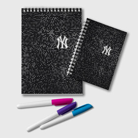 Блокнот с принтом New York Yankees в Курске, 100% бумага | 48 листов, плотность листов — 60 г/м2, плотность картонной обложки — 250 г/м2. Листы скреплены удобной пружинной спиралью. Цвет линий — светло-серый
 | Тематика изображения на принте: baseball | fashion | game | glitch | new york | sport | бейсбол | игра | мода | нью йорк | спорт