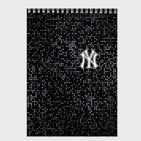 Скетчбук с принтом New York Yankees в Курске, 100% бумага
 | 48 листов, плотность листов — 100 г/м2, плотность картонной обложки — 250 г/м2. Листы скреплены сверху удобной пружинной спиралью | baseball | fashion | game | glitch | new york | sport | бейсбол | игра | мода | нью йорк | спорт