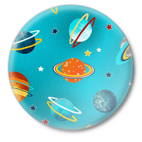 Значок с принтом Необычные планеты в Курске,  металл | круглая форма, металлическая застежка в виде булавки | арт | бирюзовый | венера | звезда | звёзды | земля | марс | планета | планеты | рисунок | рисунок карандашом | сатурн | синий