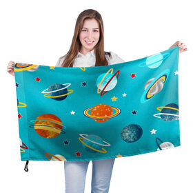 Флаг 3D с принтом Необычные планеты в Курске, 100% полиэстер | плотность ткани — 95 г/м2, размер — 67 х 109 см. Принт наносится с одной стороны | арт | бирюзовый | венера | звезда | звёзды | земля | марс | планета | планеты | рисунок | рисунок карандашом | сатурн | синий