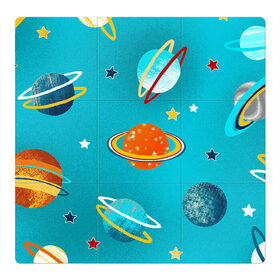 Магнитный плакат 3Х3 с принтом Необычные планеты в Курске, Полимерный материал с магнитным слоем | 9 деталей размером 9*9 см | арт | бирюзовый | венера | звезда | звёзды | земля | марс | планета | планеты | рисунок | рисунок карандашом | сатурн | синий