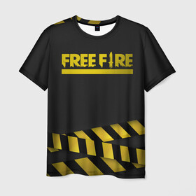 Мужская футболка 3D с принтом Free Fire в Курске, 100% полиэфир | прямой крой, круглый вырез горловины, длина до линии бедер | battlegrounds | free fire | garena | tricks | батл | королевская битва | рояль | фаир | фри фаер | экшн