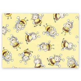 Поздравительная открытка с принтом Сонные пчёлки в Курске, 100% бумага | плотность бумаги 280 г/м2, матовая, на обратной стороне линовка и место для марки
 | Тематика изображения на принте: арт | белый | детский рисунок | жёлтый | звезда | звёзды | ночь | отдых | пушистые | пушистый | пчелиная шуба | пчелиная шубка | рисунок | сон | спокойной ночи | чёрный | шуба | шубка