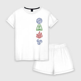 Женская пижама с шортиками хлопок с принтом АВАТАР в Курске, 100% хлопок | футболка прямого кроя, шорты свободные с широкой мягкой резинкой | aang | avatar | manga | аанг | аватар | аниме | манга