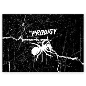 Поздравительная открытка с принтом THE PRODIGY. в Курске, 100% бумага | плотность бумаги 280 г/м2, матовая, на обратной стороне линовка и место для марки
 | Тематика изображения на принте: prodigy | the prodigy | дарование | музыка | чудо