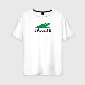 Женская футболка хлопок Oversize с принтом Крокодил в Курске, 100% хлопок | свободный крой, круглый ворот, спущенный рукав, длина до линии бедер
 | cos | crocodile | аллигатор | косинус | крокодил | крокодильчик | математика | угол