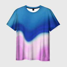 Мужская футболка 3D с принтом Воздушный Крем в Курске, 100% полиэфир | прямой крой, круглый вырез горловины, длина до линии бедер | blue | cream | gradient | pink | абстрактный | абстракция | вода | волны | гламур | градиент | девочкам | зефирка | краска | краски | красочный | море | мороженое | небеса | нежные | пастельные | перламутровый