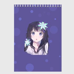 Скетчбук с принтом Девушка аниме в Курске, 100% бумага
 | 48 листов, плотность листов — 100 г/м2, плотность картонной обложки — 250 г/м2. Листы скреплены сверху удобной пружинной спиралью | anime | girl | аниме | девушка | цветок | цветы
