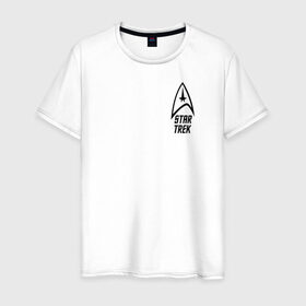 Мужская футболка хлопок с принтом Стартрек в Курске, 100% хлопок | прямой крой, круглый вырез горловины, длина до линии бедер, слегка спущенное плечо. | джим кирк | корабль | космос | спок | энтерпрайз