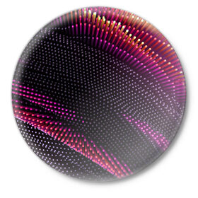 Значок с принтом Aralf в Курске,  металл | круглая форма, металлическая застежка в виде булавки | Тематика изображения на принте: abstraction | convex | lines | pink | points | shapes | wavy | абстракция | волнистый | выпуклый | линии | розовый | точки | формы