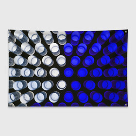 Флаг-баннер с принтом GGGelt в Курске, 100% полиэстер | размер 67 х 109 см, плотность ткани — 95 г/м2; по краям флага есть четыре люверса для крепления | abstraction | blue | circles | light | shapes | white | абстракция | белый | круги | свет | синий | формы