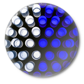 Значок с принтом GGGelt в Курске,  металл | круглая форма, металлическая застежка в виде булавки | abstraction | blue | circles | light | shapes | white | абстракция | белый | круги | свет | синий | формы
