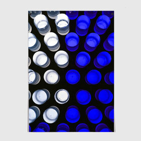 Постер с принтом GGGelt в Курске, 100% бумага
 | бумага, плотность 150 мг. Матовая, но за счет высокого коэффициента гладкости имеет небольшой блеск и дает на свету блики, но в отличии от глянцевой бумаги не покрыта лаком | abstraction | blue | circles | light | shapes | white | абстракция | белый | круги | свет | синий | формы